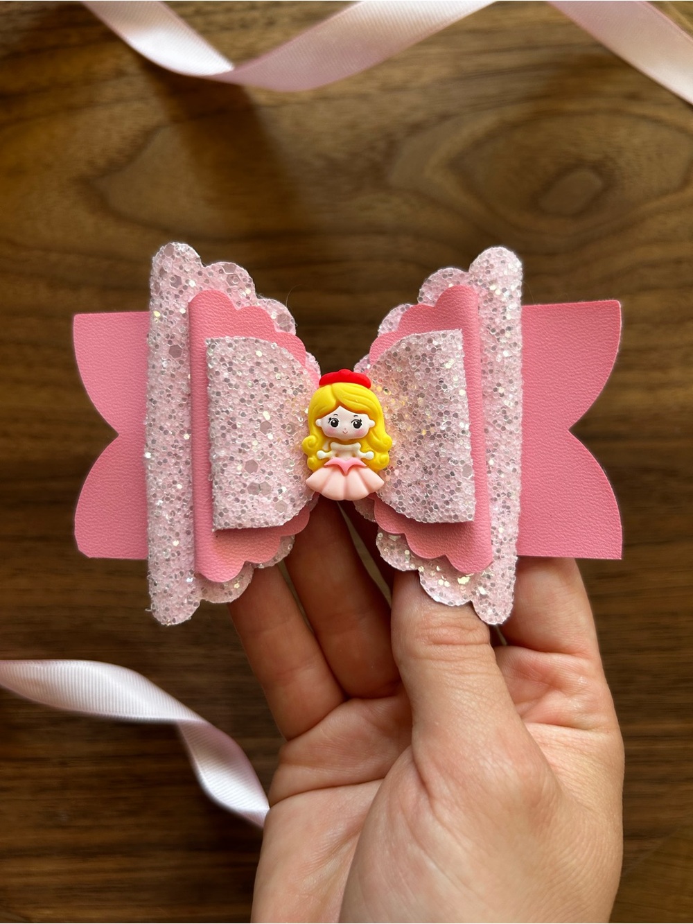 Pink Princess Bow Hair Clip for Kids